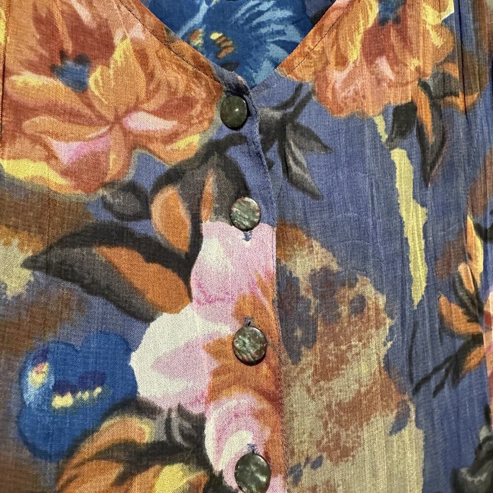 Reflections By Spiegel Floral Pleated Button Front Midi Dress 14 Vintage 90s - Picture 4 of 6